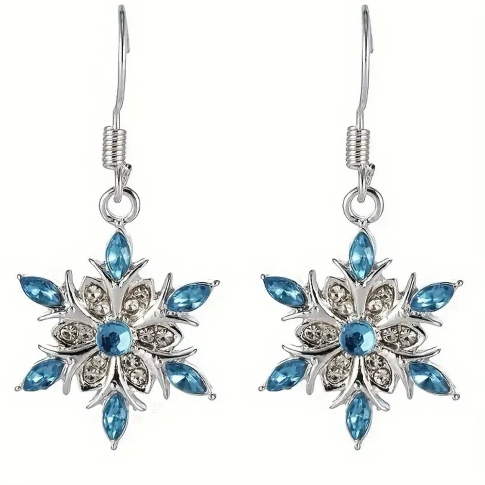 NWOT - Dazzling Snowflake Earrings in Silver and Blue